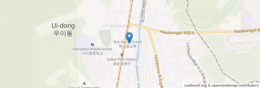 Mapa de ubicacion de 티엘씨병원 en Zuid-Korea, Seoel, 도봉구, 우이동.
