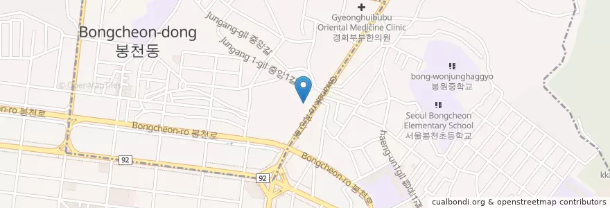 Mapa de ubicacion de 서울연세탑의원 en 대한민국, 서울, 관악구, 중앙동.