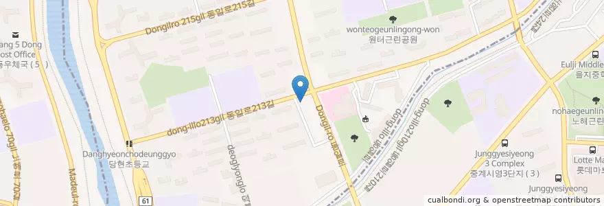 Mapa de ubicacion de 나비에스한의원 강북본원 en کره جنوبی, سئول, 노원구, 상계6·7동.