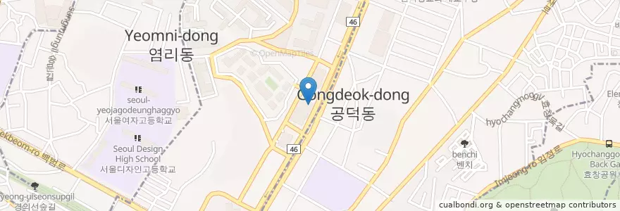 Mapa de ubicacion de 프라미스치과 en 韩国/南韓, 首尔, 麻浦區, 공덕동.