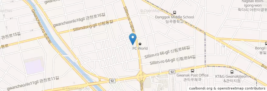 Mapa de ubicacion de 일맥한의원 신림점 en كوريا الجنوبية, سول, 관악구, 신림동.