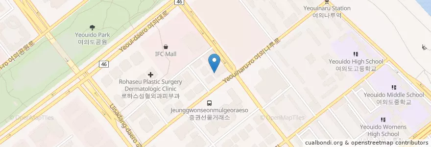 Mapa de ubicacion de 이엔유치과 en 대한민국, 서울, 영등포구, 여의동.