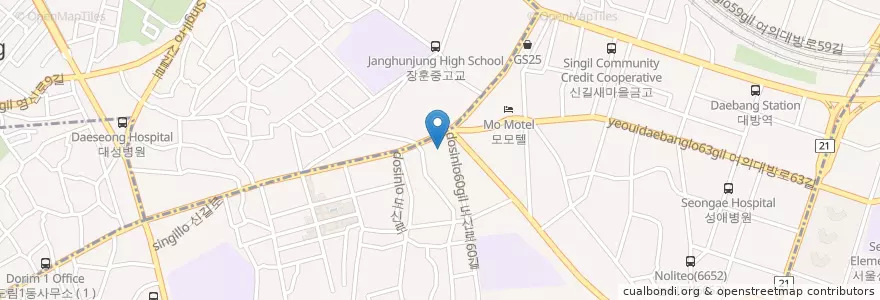 Mapa de ubicacion de 이즈치과 en Corée Du Sud, Séoul, 영등포구, 신길1동.