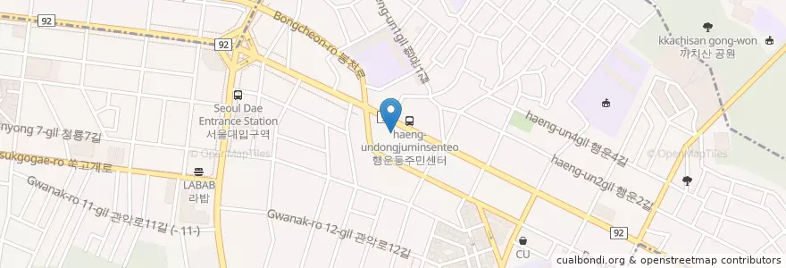 Mapa de ubicacion de 사랑의병원 en 大韓民国, ソウル, 冠岳区.