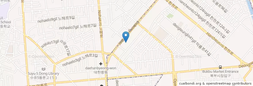 Mapa de ubicacion de 탑여성의원 en Corea Del Sud, Seul, 강북구, 번1동.