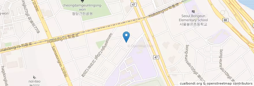 Mapa de ubicacion de 로덴치과 en Güney Kore, Seul, 강남구, 삼성동, 삼성1동.