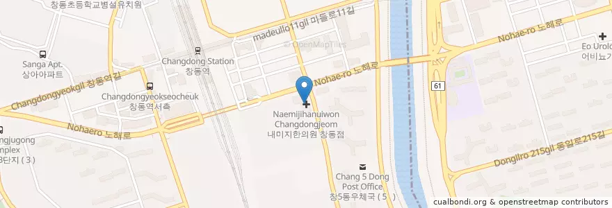 Mapa de ubicacion de 내미지한의원 창동점 en Corée Du Sud, Séoul, 도봉구, 창4동.