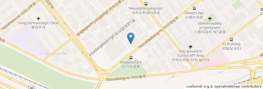 Mapa de ubicacion de 다미클리닉 en 대한민국, 서울, 영등포구, 여의동.