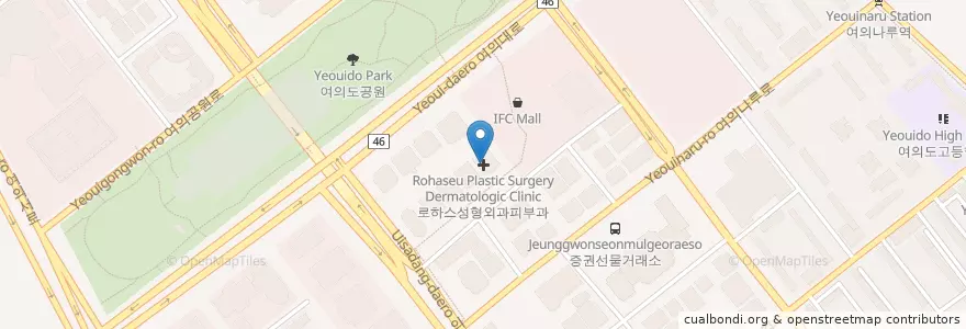 Mapa de ubicacion de 로하스성형외과피부과 en 韩国/南韓, 首尔, 永登浦區, 여의동.