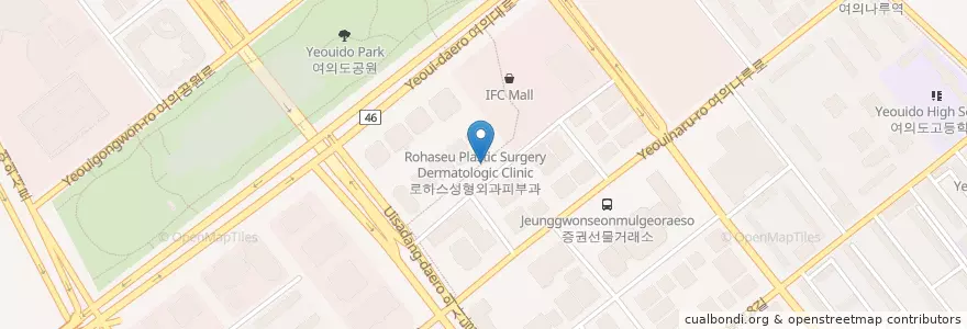 Mapa de ubicacion de 이플러스치과 en كوريا الجنوبية, سول, 영등포구, 여의동.