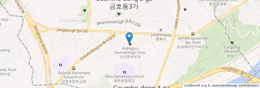 Mapa de ubicacion de 안진균피부과 en کره جنوبی, سئول, 성동구, 금호4가동.