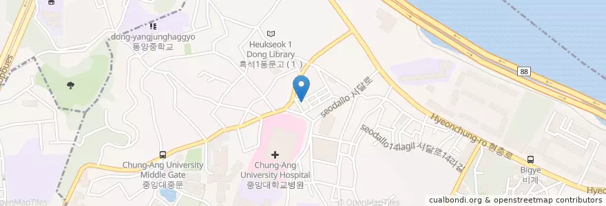 Mapa de ubicacion de 삼성필피부과비뇨기과 en کره جنوبی, سئول, 동작구, 흑석동.