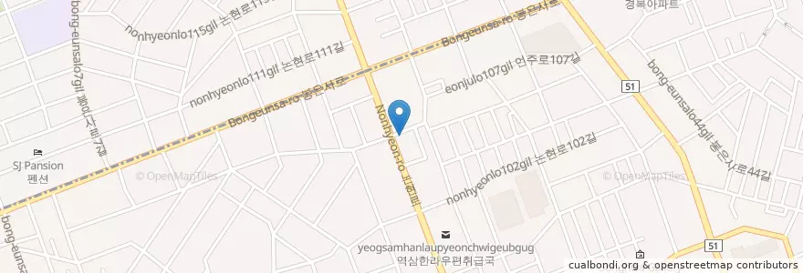 Mapa de ubicacion de 바른이파크에비뉴치과 en 大韓民国, ソウル, 江南区, 駅三洞, 駅三1洞.