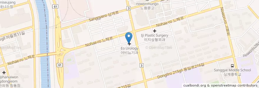Mapa de ubicacion de 어비뇨기과 en 韩国/南韓, 首尔, 蘆原區, 상계6·7동.