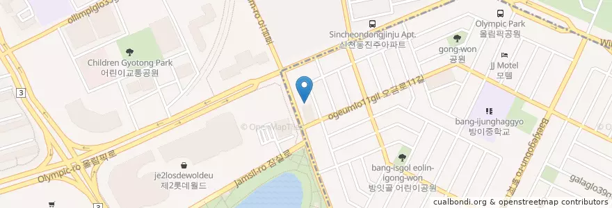 Mapa de ubicacion de 윈스치과 en كوريا الجنوبية, سول, 송파구, 방이2동.