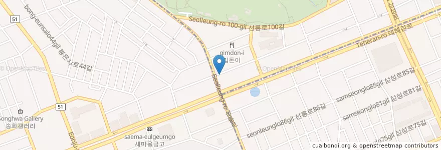 Mapa de ubicacion de 예인피부과 선릉점 en كوريا الجنوبية, سول, 강남구, 삼성동, 삼성2동.
