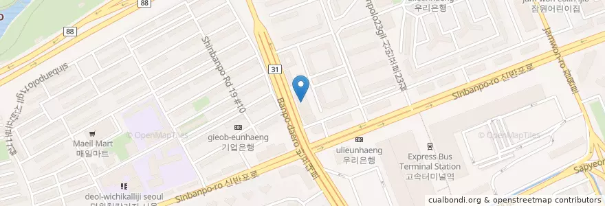 Mapa de ubicacion de 비앤씨치과의원 en 大韓民国, ソウル, 瑞草区, 반포3동, 반포2동.