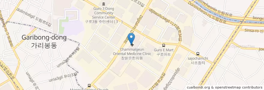 Mapa de ubicacion de 참맑은한의원 en Korea Selatan, 서울, 구로구.
