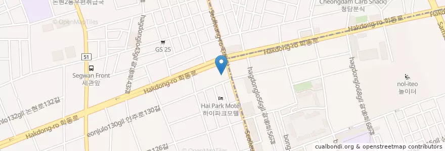 Mapa de ubicacion de Cheongdambyu Dental Clinic en South Korea, Seoul, Gangnam-Gu, Nonhyeon-Dong.