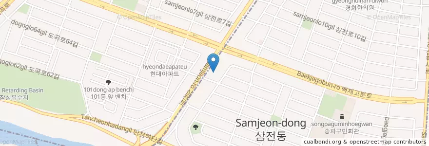 Mapa de ubicacion de 강남수병원 en Zuid-Korea, Seoel, 송파구, 삼전동.