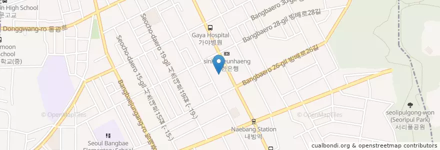 Mapa de ubicacion de 가야치과 en Korea Selatan, 서울, 서초구, 방배동, 방배본동.
