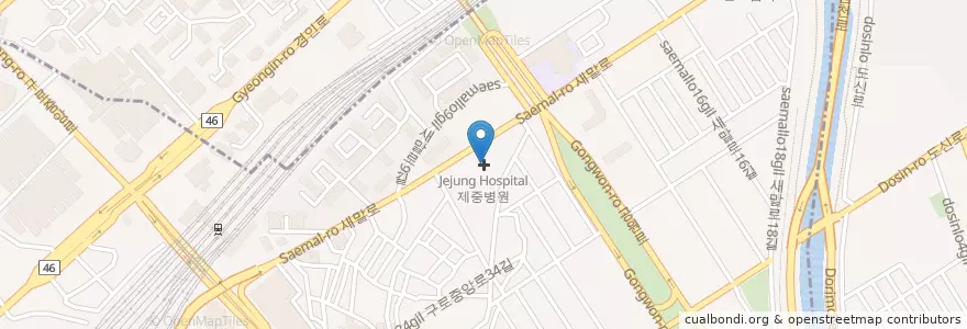 Mapa de ubicacion de 제중병원 en Coreia Do Sul, Seul, 구로5동.