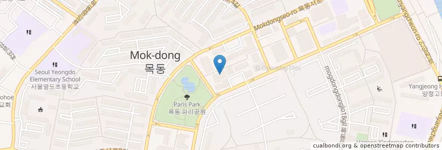 Mapa de ubicacion de 예인피부과 목동점 en Corée Du Sud, Séoul, 양천구, 목5동.