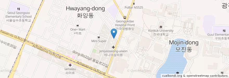 Mapa de ubicacion de 아름다운 피부과 성형외과 en Республика Корея, Сеул, 광진구, 화양동.