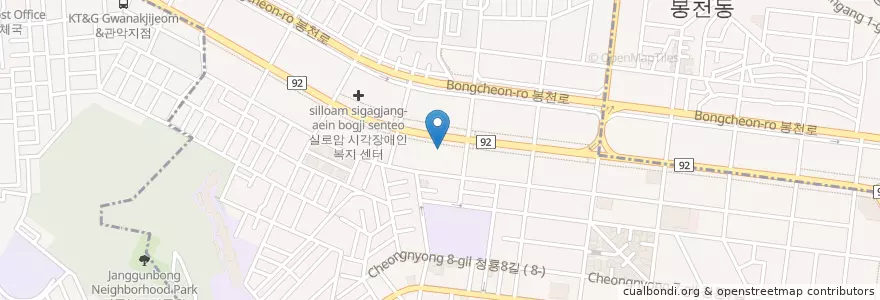 Mapa de ubicacion de 조이치과 en كوريا الجنوبية, سول, 관악구, 청룡동.