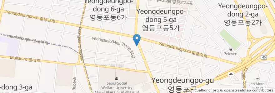 Mapa de ubicacion de 서울스마일치과 en 대한민국, 서울, 영등포구, 영등포동.