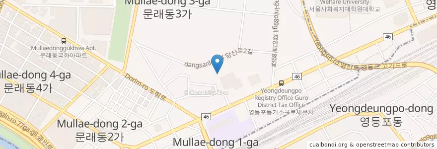 Mapa de ubicacion de 유아이씨아름다운치과 en 대한민국, 서울, 영등포구, 문래동.