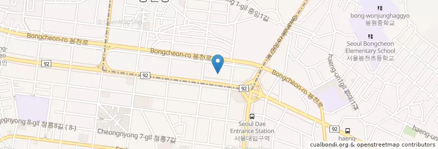 Mapa de ubicacion de 연세해맑은치과 en Coreia Do Sul, Seul, 관악구, 중앙동.