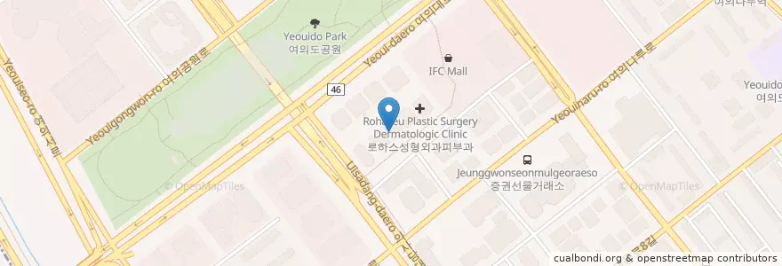 Mapa de ubicacion de 서울앤치과의원 en Güney Kore, Seul, 영등포구, 여의동.