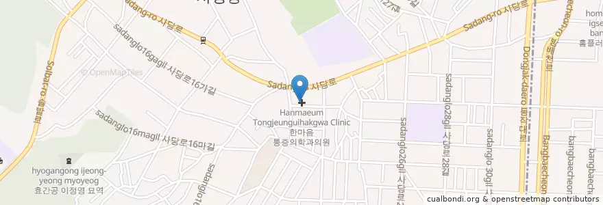 Mapa de ubicacion de 한마음 통증의학과의원 en Güney Kore, Seul, 동작구, 사당4동.
