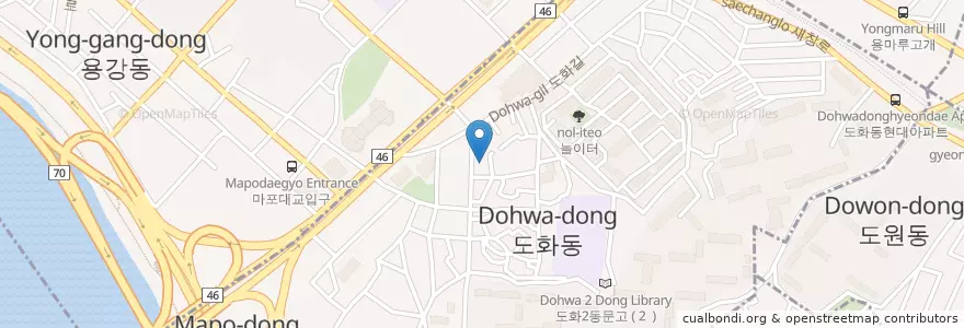 Mapa de ubicacion de 청뇌한의원 en Korea Selatan, 서울, 마포구, 도화동.