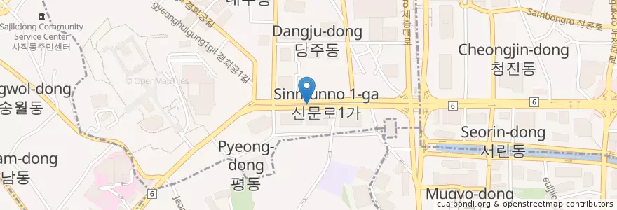 Mapa de ubicacion de 광화문치과 en Corea Del Sur, Seúl, 종로구, 사직동.