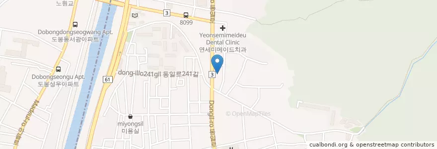 Mapa de ubicacion de 새서울병원 en Güney Kore, Seul, 노원구, 상계1동.