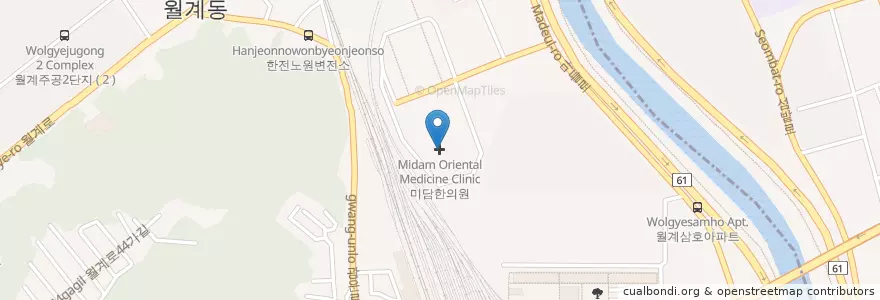 Mapa de ubicacion de Midam Oriental Medicine Clinic en South Korea, Seoul, Nowon-Gu, Wolgye 3(Sam)-Dong.