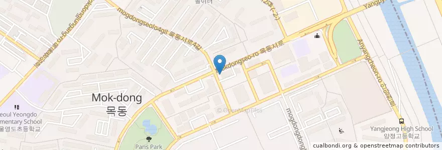 Mapa de ubicacion de 목동키즈치과 en 大韓民国, ソウル, 陽川区, 양평동, 목5동.