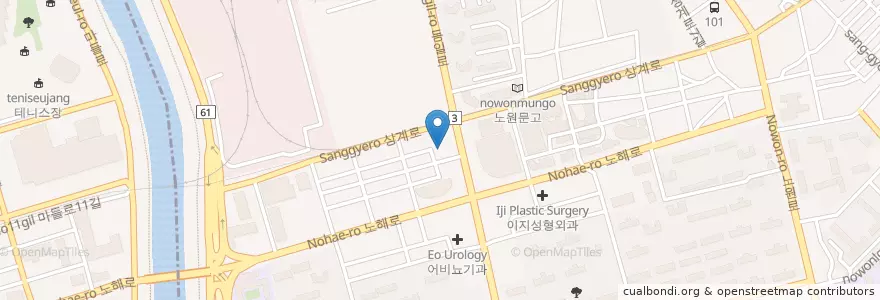 Mapa de ubicacion de 고운세상피부과 노원점 en Corée Du Sud, Séoul, 노원구, 상계6·7동.