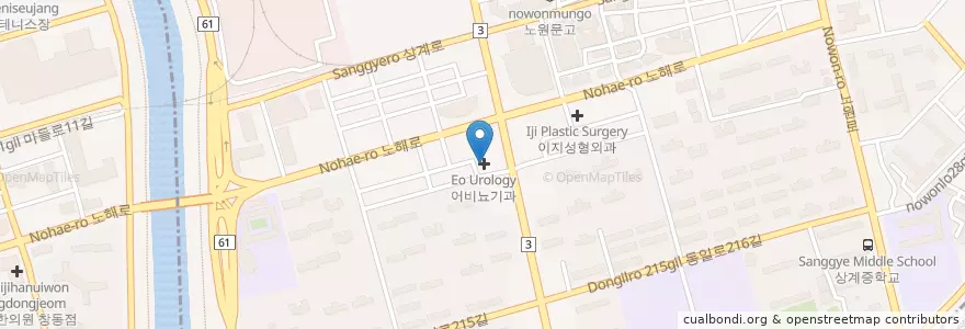 Mapa de ubicacion de 미앤미피부클리닉 노원점 en Corea Del Sud, Seul, 노원구, 상계6·7동.