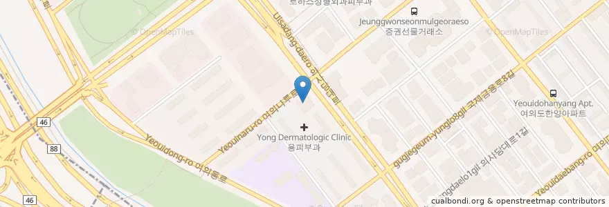 Mapa de ubicacion de 용피부과 en 大韓民国, ソウル, 永登浦区, 여의동.
