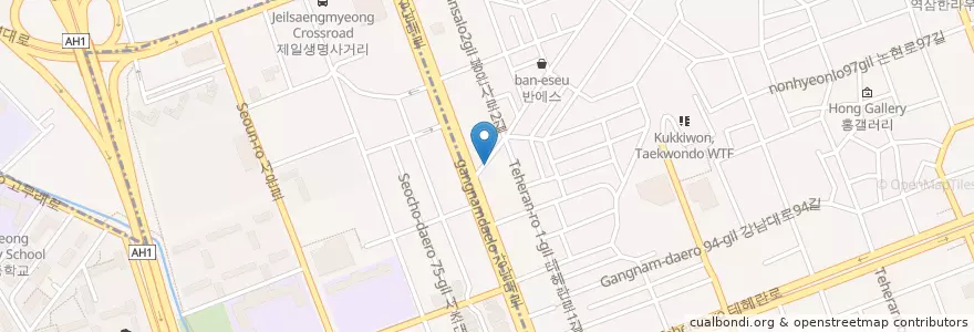 Mapa de ubicacion de 화이트이플러스치과 en Südkorea, Seoul, 강남구, 서초구, 역삼동, 역삼1동.