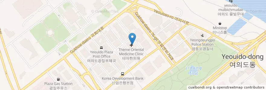 Mapa de ubicacion de 테마한의원 en Corée Du Sud, Séoul, 영등포구, 여의동.