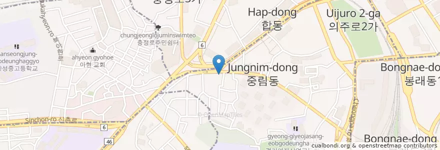 Mapa de ubicacion de 치과미래 en 대한민국, 서울, 중림동.