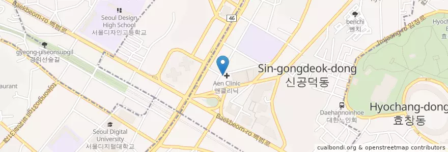 Mapa de ubicacion de Mapo Eye Clinic en South Korea, Seoul, Mapo-Gu, Gongdeok-Dong.