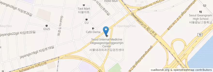 Mapa de ubicacion de 서울내과외과 en Республика Корея, Сеул, 광진구, 구의3동.