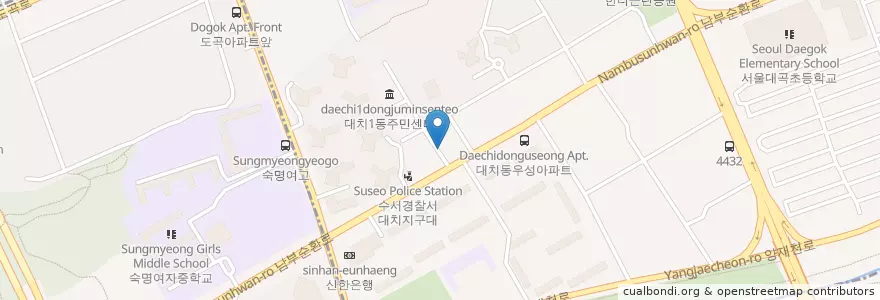 Mapa de ubicacion de 예손치과 강남점 en 大韓民国, ソウル, 江南区, 大峙洞, 대치1동.