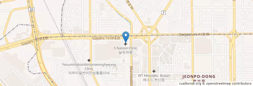 Mapa de ubicacion de 365MC 비만클리닉 부산점 en 대한민국, 부산, 부산진구, 부전동.