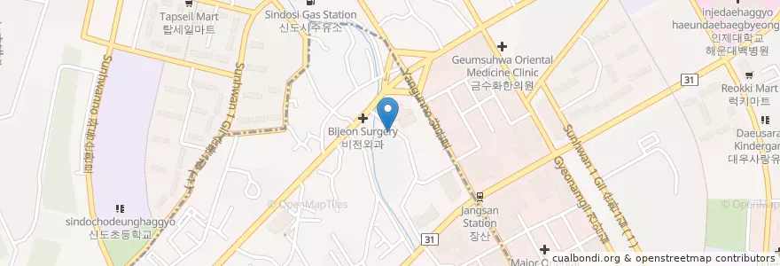 Mapa de ubicacion de 제일여성병원 en کره جنوبی, بوسان, 해운대구, 좌동, 중동.